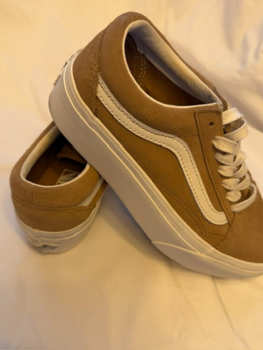 VANS Old Skool Tan Brown White Sneakers Women's 6.5 Men's 5